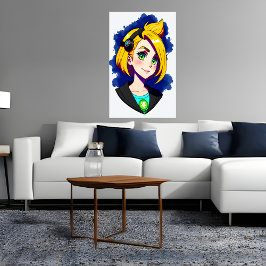 Porträtt i ett ungt dam blond hår | AI Art Poster