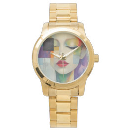 Porträtt i Färg-blocket Surrealism Armbandsur