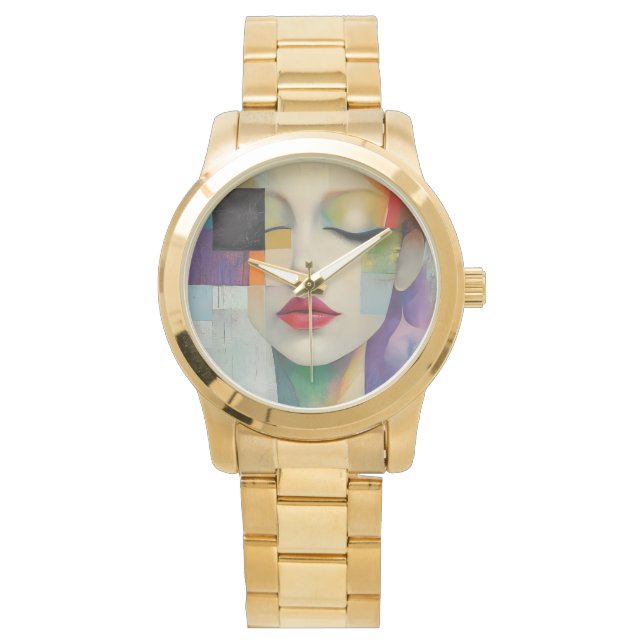 Porträtt i Färg-blocket Surrealism Armbandsur (Framsida)