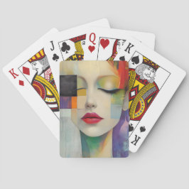 Porträtt i Färg-blocket Surrealism Casinokort