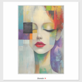 Porträtt i Färg-blocket Surrealism Klistermärken