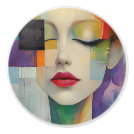 Porträtt i Färg-blocket Surrealism Knopp