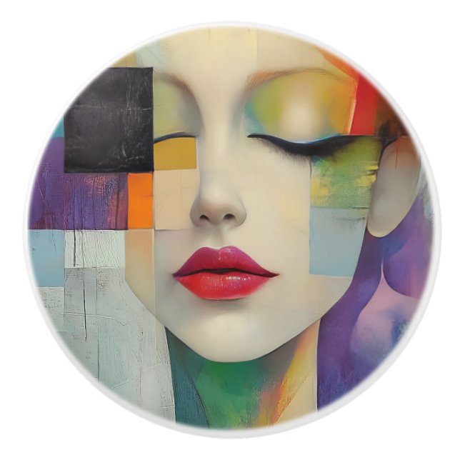 Porträtt i Färg-blocket Surrealism Knopp (Framsidan)