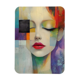 Porträtt i Färg-blocket Surrealism Magnet