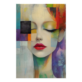 Porträtt i Färg-blocket Surrealism Perfect Poster
