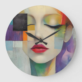 Porträtt i Färg-blocket Surrealism Stor Klocka