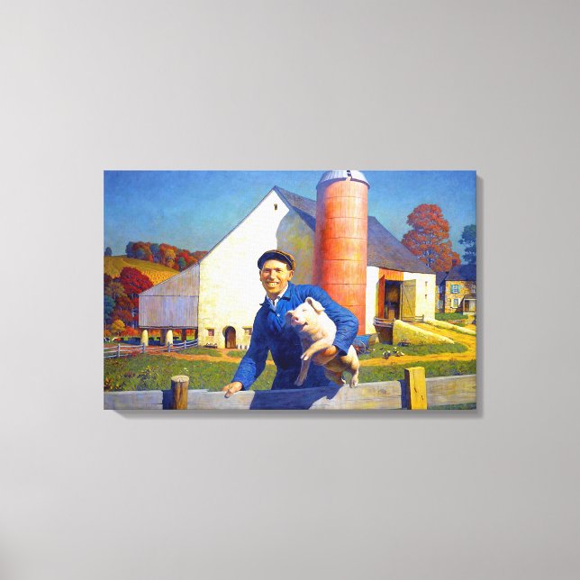 Porträtt i Farmer NC Wyeth 1943 Americana Art Canvastryck (Framsida)