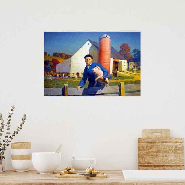 Porträtt i Farmer NC Wyeth 1943 Poster (Kök)