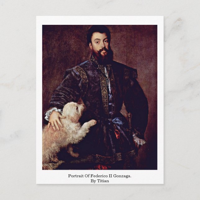 Porträtt i Federico II Gonzaga. Av titian Vykort (Framsida)
