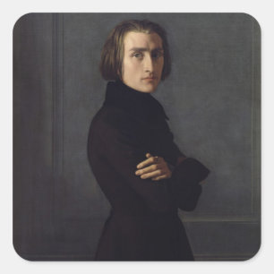 Porträtt i Franz Liszt 1839 Fyrkantigt Klistermärke