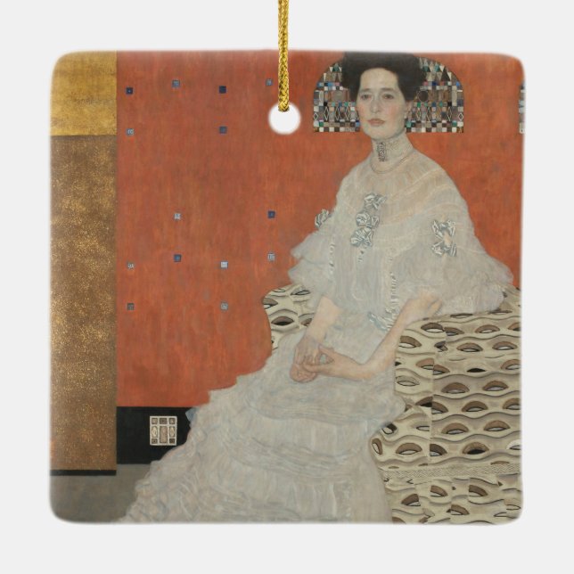 Porträtt i Fritza Riedler av Gustav Klimt Julgransprydnad Keramik (Baksida)