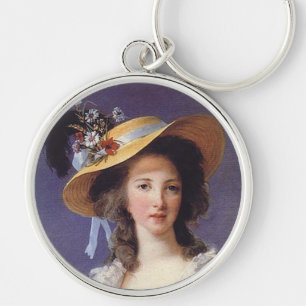 Porträtt i Gabrielle de Polignac, Fransk Countess Rund Silverfärgad Nyckelring