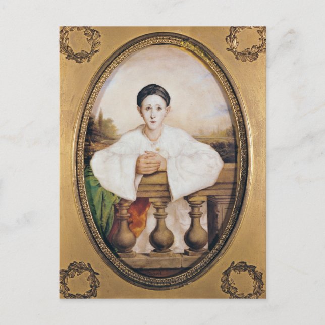 Porträtt i Gaspard Deburau som Pierrot, c.1815 Vykort (Framsida)