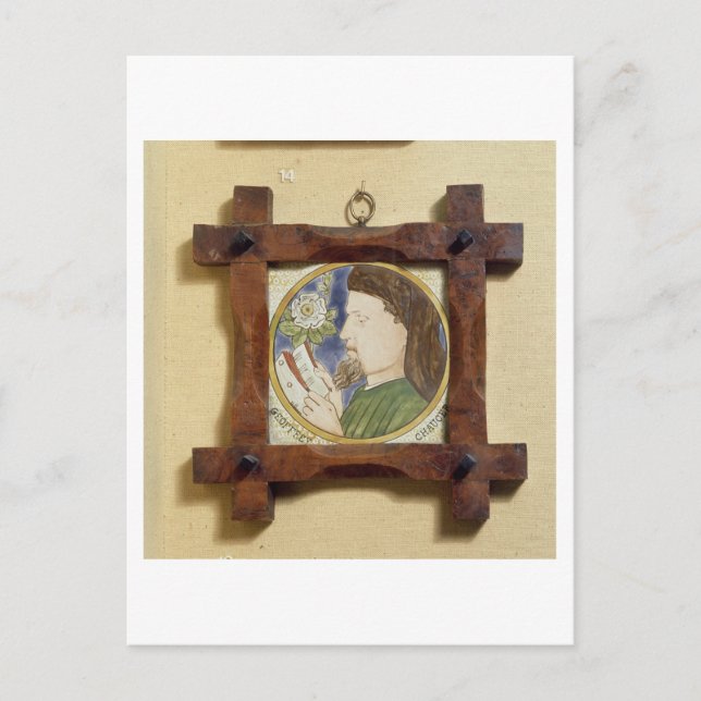 Porträtt i Geoffrey Chaucer (c.1340-1400) (cerami) Vykort (Framsida)