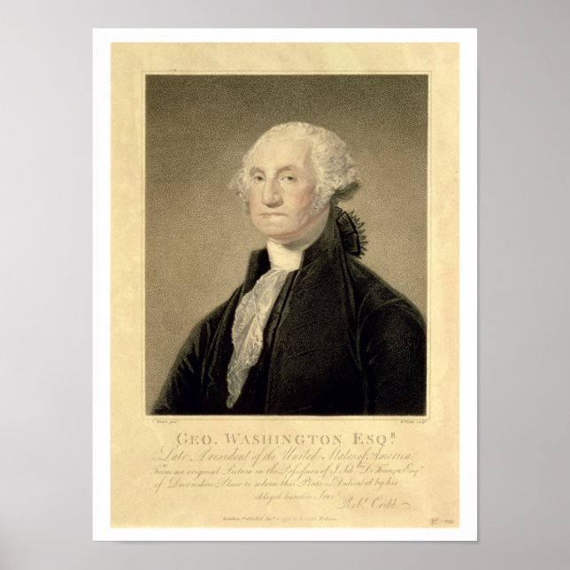 Porträtt i George Washington, graverad av William Poster (Framsidan)