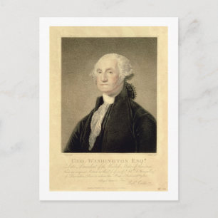 Porträtt i George Washington, graverad av William Vykort