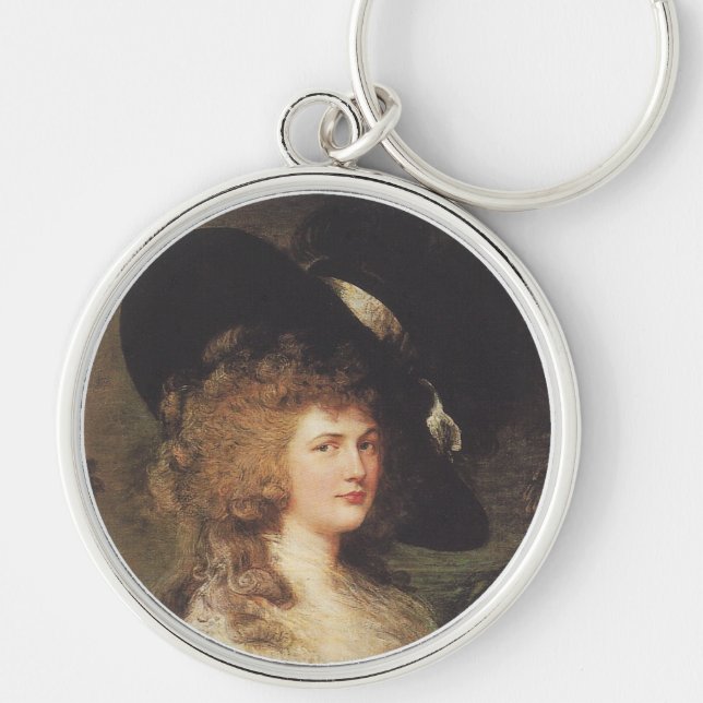 Porträtt i Georgiana, Duchess of Devonshire Rund Silverfärgad Nyckelring (Framsidan)