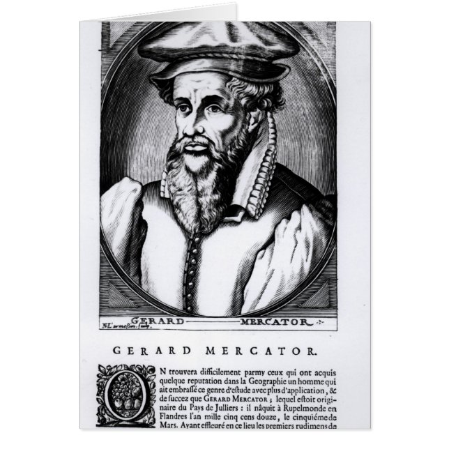 Porträtt i Gerard Mercator Hälsningskort (Framsidan)