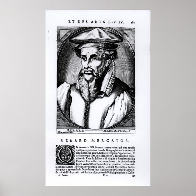 Porträtt i Gerard Mercator Poster (Framsidan)