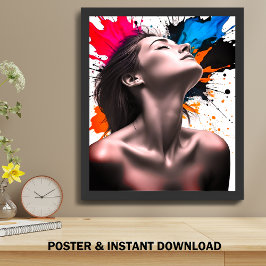 Porträtt i Grått Elegance och Färg Explosion Poster