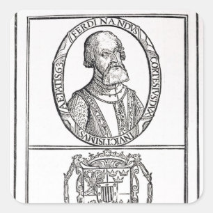Porträtt i Hernado Cortes och hans arm Fyrkantigt Klistermärke