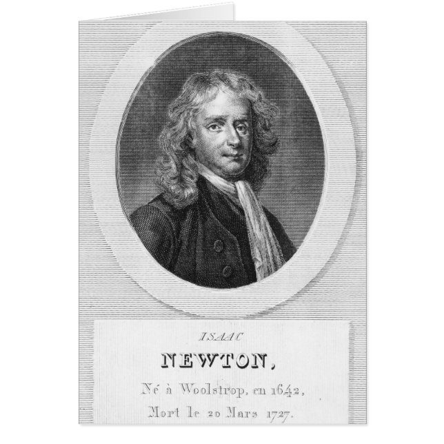 Porträtt i Herr Isaac Newton Hälsningskort (Framsidan)