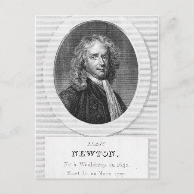 Porträtt i Herr Isaac Newton Vykort (Framsida)