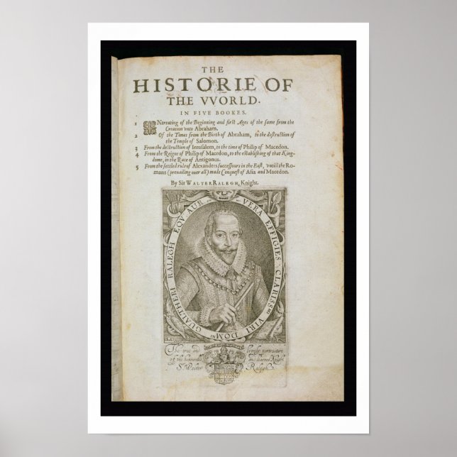Porträtt i Herr Walter Raleigh (1554-1618), rubrik Poster (Framsidan)