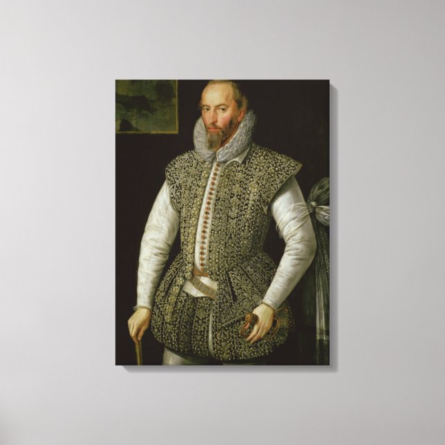 Porträtt i Herr Walter Raleigh, 1598 Canvastryck (Framsida)