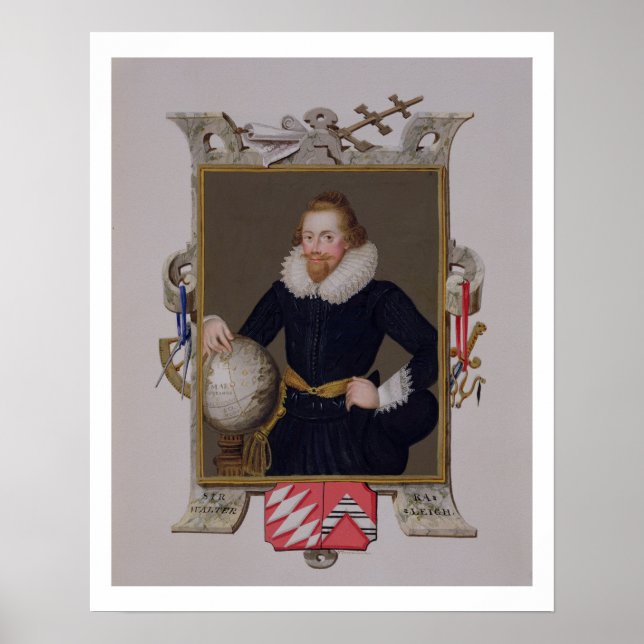 Porträtt i Herr Walter Raleigh (c.1552-1618) från Poster (Framsidan)