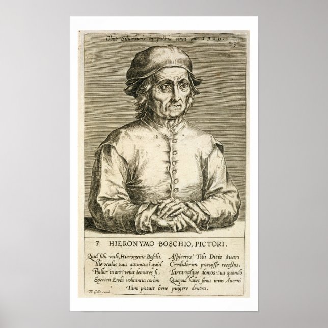 Porträtt i Hieronymus Bosch-platta (c.1450-1516) 3 Poster (Framsidan)