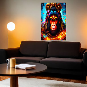 Porträtt i Hindu God Hanuman   AI Art Poster