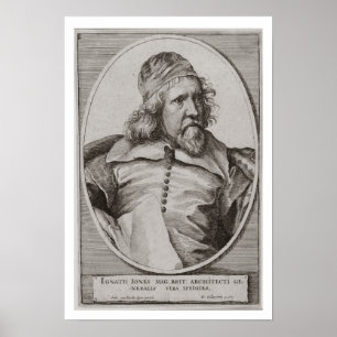 Porträtt i Inigo Jones (1573-1652), graverad av We Poster