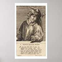 Porträtt i Jan van Eyck (c.1390-1441) platta 2 tum