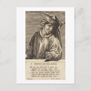 Porträtt i Jan van Eyck (c.1390-1441) platta 2 tum Vykort