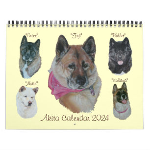 porträtt i japanese akita hundar kalender