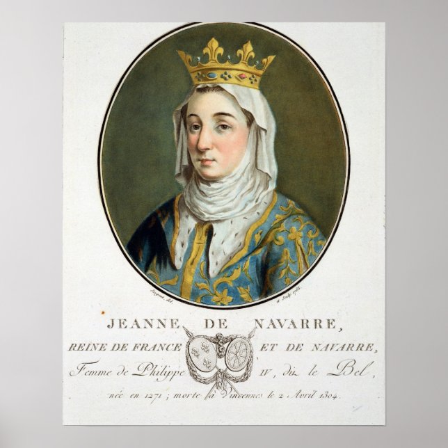Porträtt i Jeanne de Navarre (1271-1304), 1788 c Poster (Framsidan)