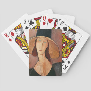 Porträtt i Jeanne Hebuterne i en stor hatt Casinokort
