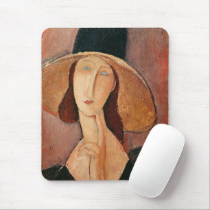 Porträtt i Jeanne Hebuterne i en stor hatt Musmatta