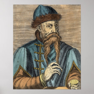 Porträtt i Johannes Gutenberg Poster
