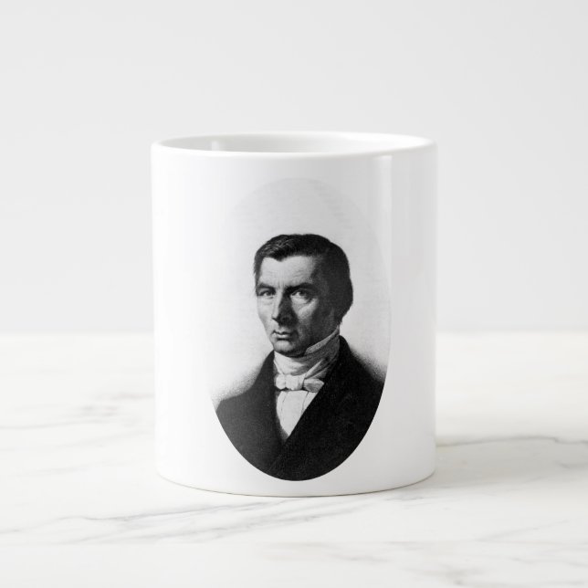 Porträtt i klassiska liberala Frederic Bastiat Jumbo Mugg (Framsidan)