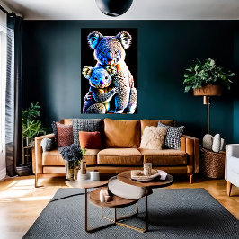 Porträtt i Koala Mor och Child | AI Art Poster