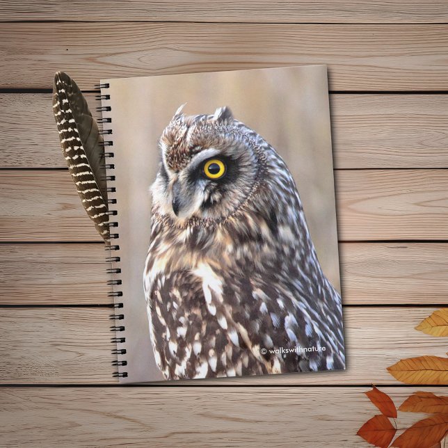 Porträtt i Kort-befruktade Uggla Anteckningsbok Med Spiral (Portrait of a Short-Eared Owl Journal Cover Photo)