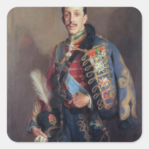 Porträtt i Kung Alfonso XIII i Spanien, 1927 Fyrkantigt Klistermärke
