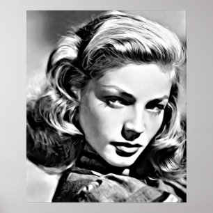 Porträtt i Lauren Bacall berömd American Actress Poster