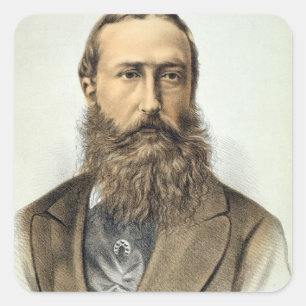 Porträtt i Leopold II (1835-1909), Kung i Belgien Fyrkantigt Klistermärke