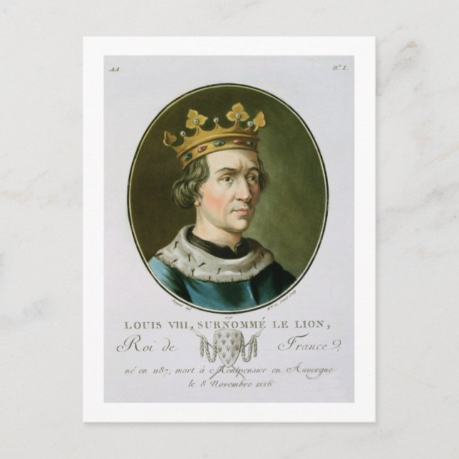 Porträtt i Louis VIII, kallad "Le Lejon", Kung av Vykort (Framsida)