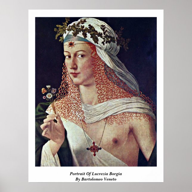 Porträtt i Lucrezia Borgia av Bartolomeo Veneto Poster (Framsidan)