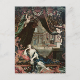 Porträtt i Madame de reclining framför Vykort