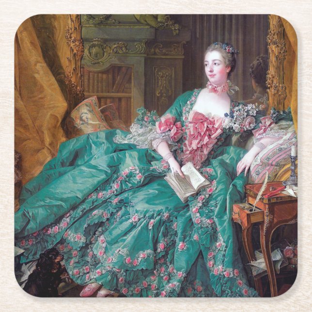 Porträtt i Madame Pompadour, Boucher Underlägg Papper Kvadrat (Framsidan)